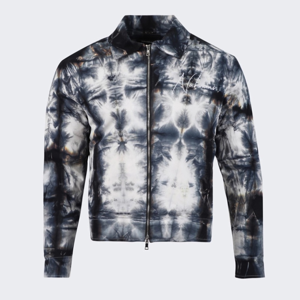 Nahmias Padded Zip Jacket in Tie Dye Blue
